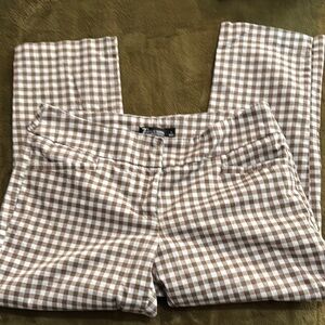 New York & Company Brown and White Ankle Cropped Pants